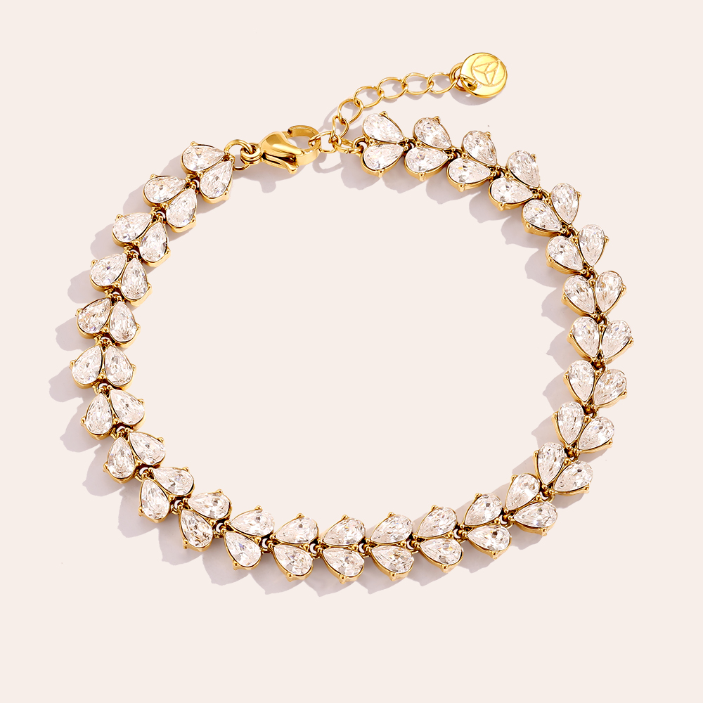 17cm Diamond Heart Pieces stainless steel bracelet     