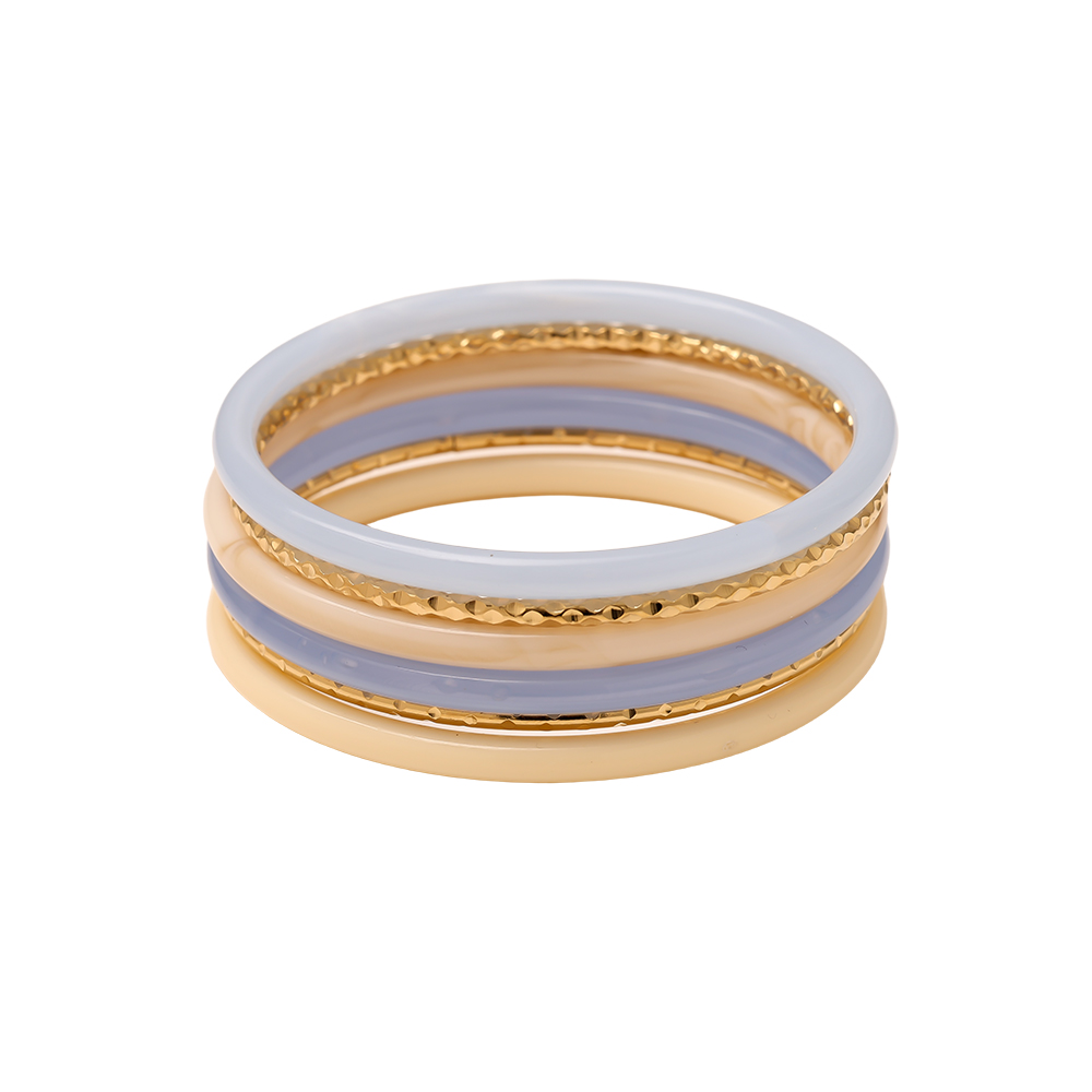 6.5cm Width 6-piece resin stainless steel bangle set