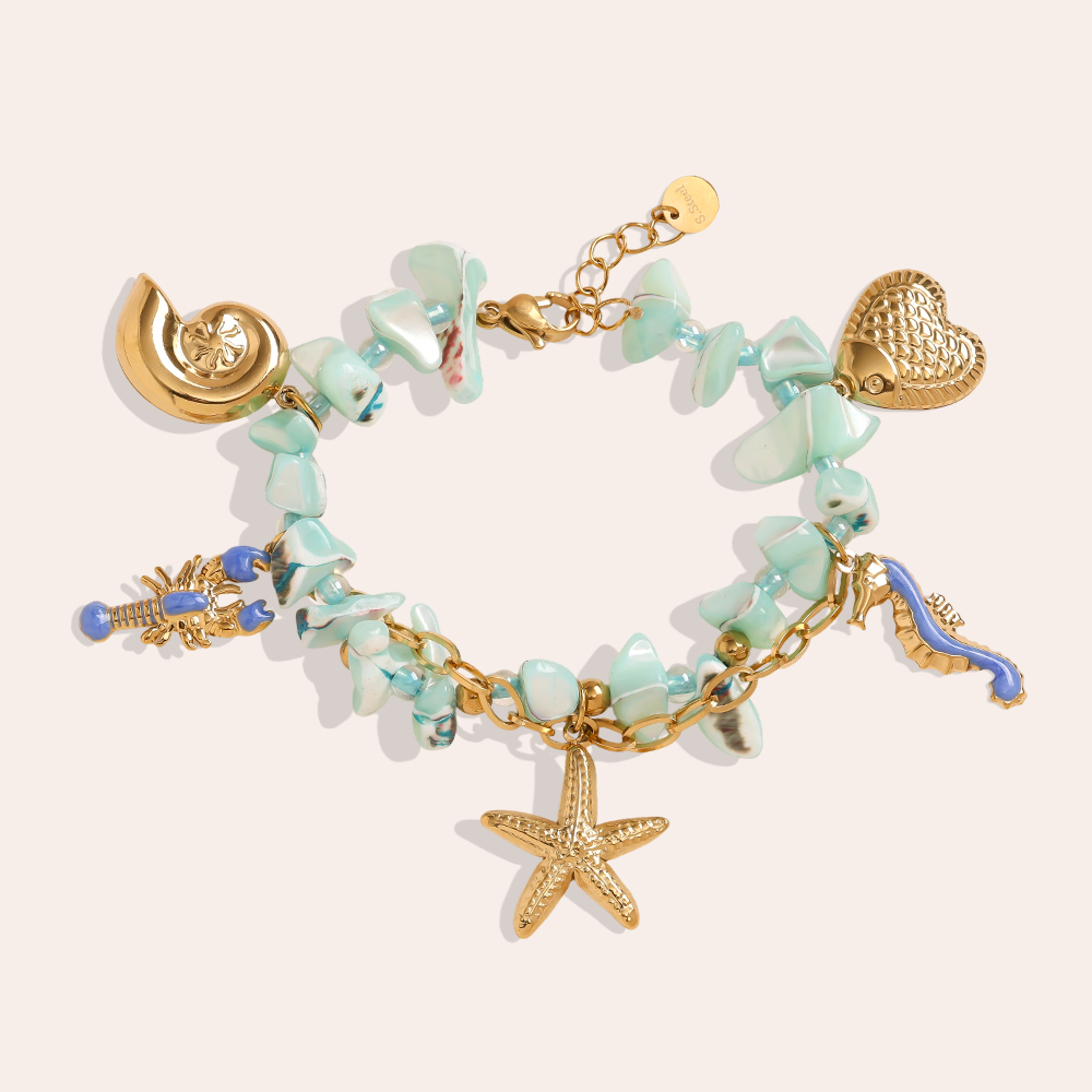 Stainless steel bracelet 17cm light blue ocean