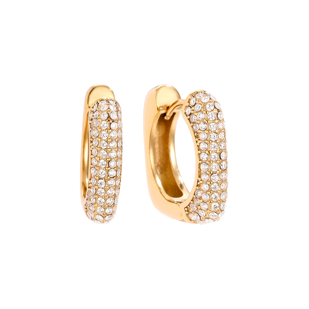 2cm Diamond Cube Hoop Stainless Steel Earrings    