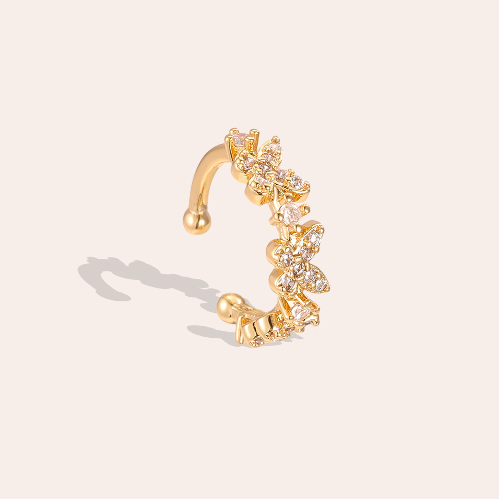 Gold-plated ear cuffs 15mm small zirconia butterfly