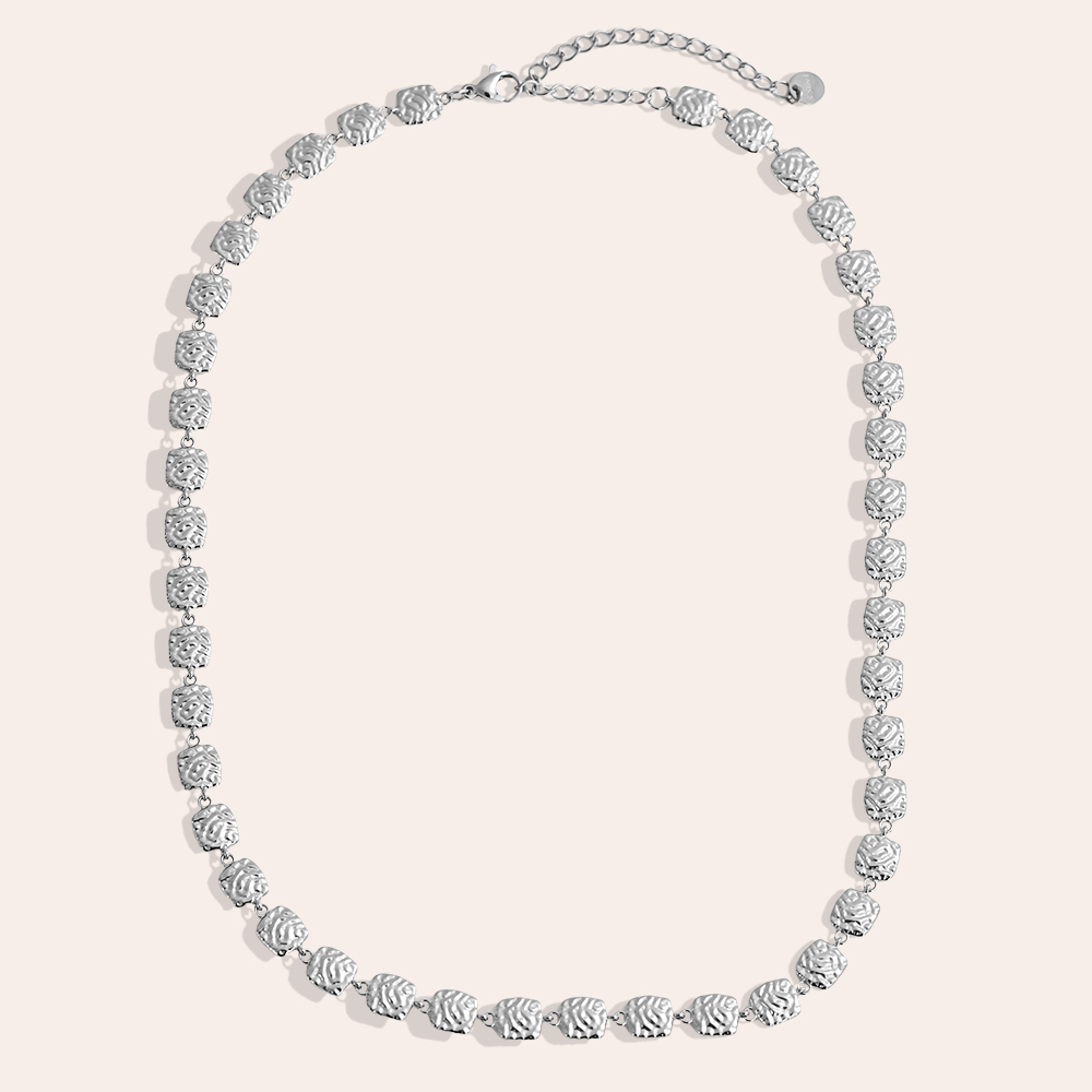 43cm irregular squares stainless steel necklace    