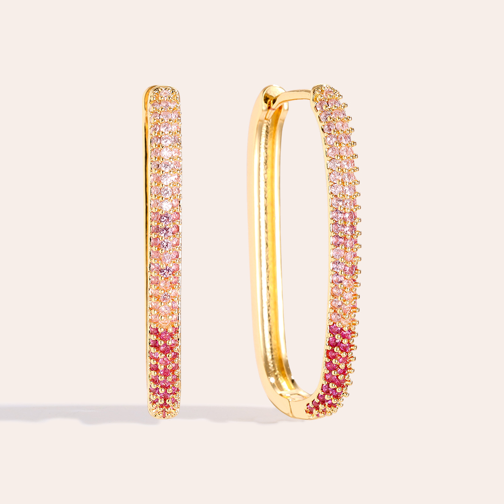 3cm Oval Diamond Gold-plated Earrings   