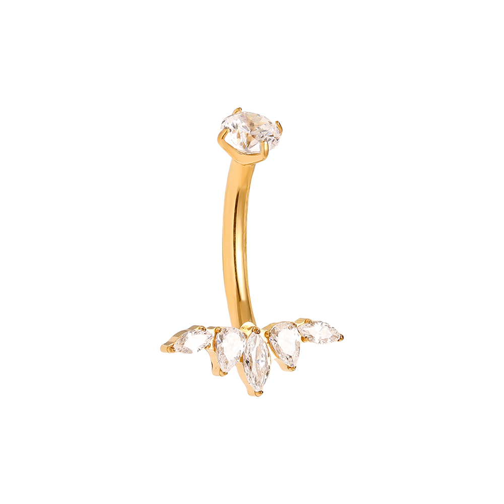 1.6*10mm Diamond Crown Titanium Belly Piercing      