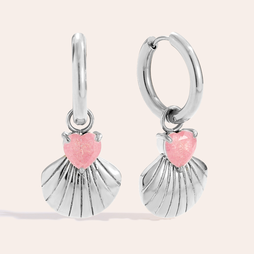 4.2cm Two Hearts Diamond Stainless Steel Earrings