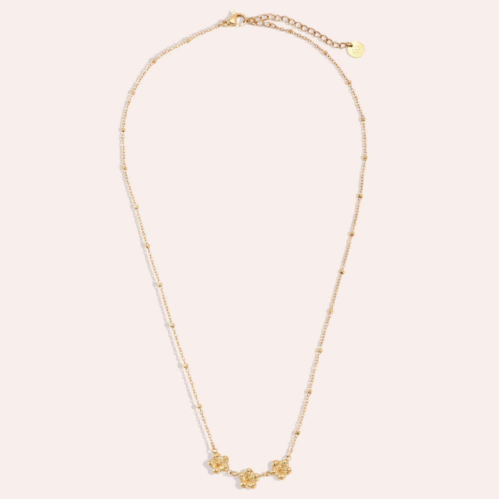 42cm mini stainless steel flower necklace