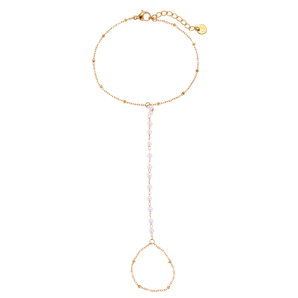 17cm small beads finger hand chain stainless steel bracelet  