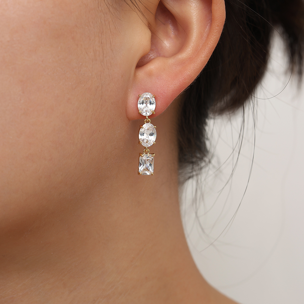 28mm Shining Diamond Gold-plated Earrings     