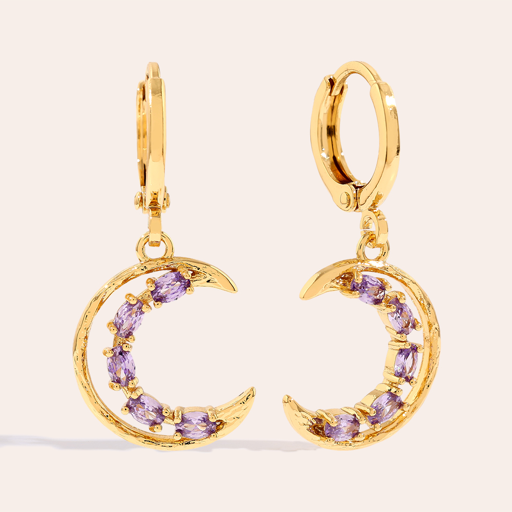 31mm Halfmoon Diamond Gold-plated Earrings