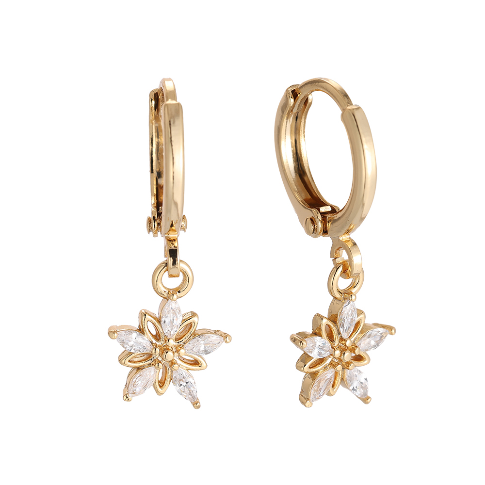 Gold-plated Diamond And Hollow Flower earrings