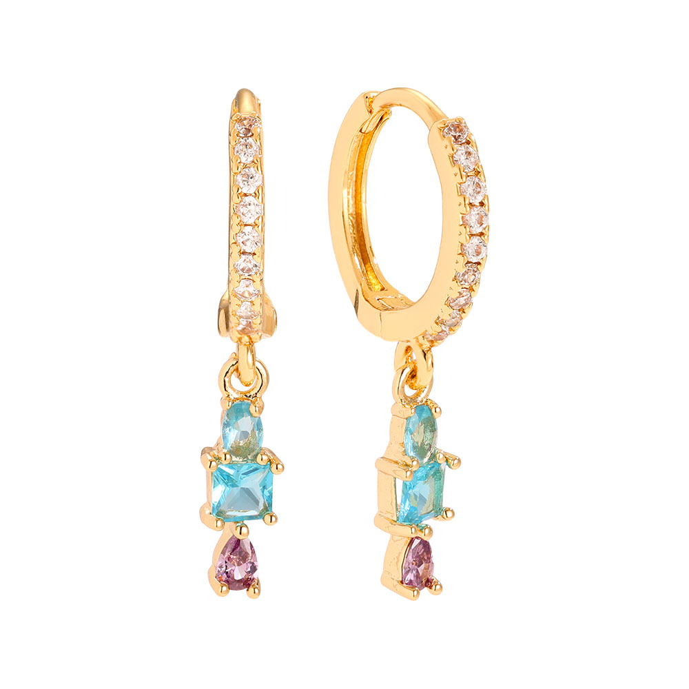 2.5cm Some Blue Diamonds Gold-plated Earrings       