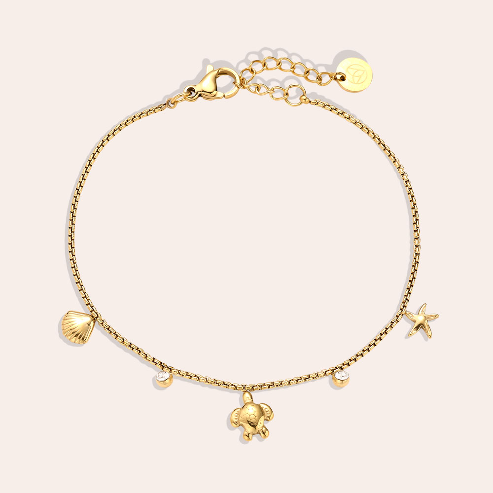 17cm Mini Sea Life And Diamond stainless steel bracelet 