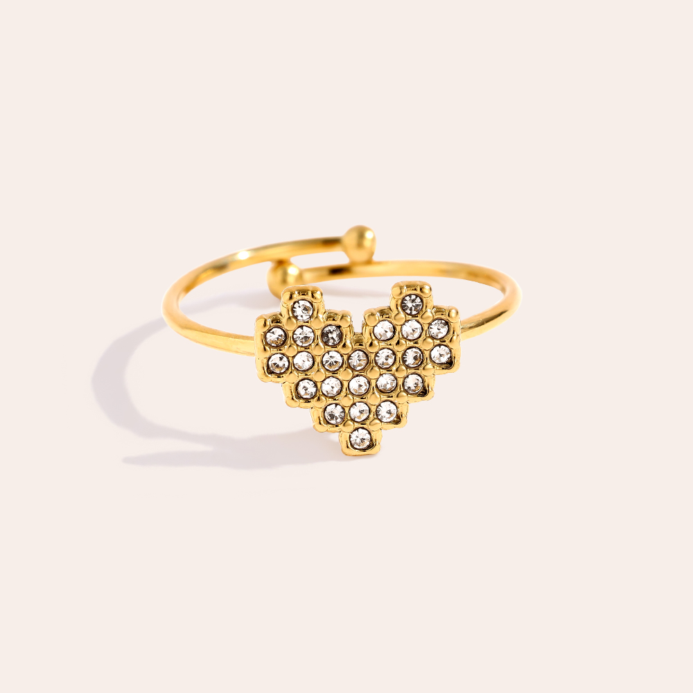 Glory Heart Diamond Stainless Steel Ring
