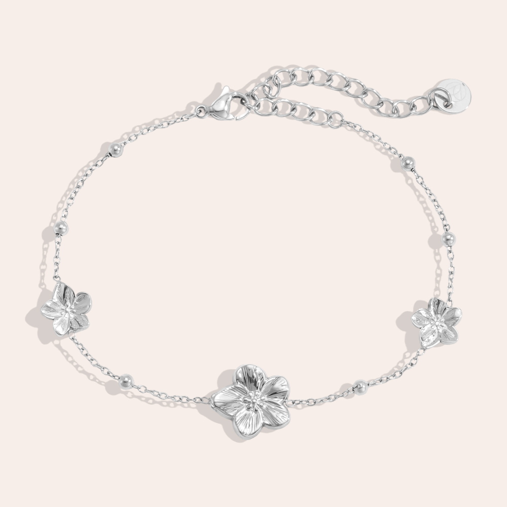 Stainless steel bracelet 16cm three flowers