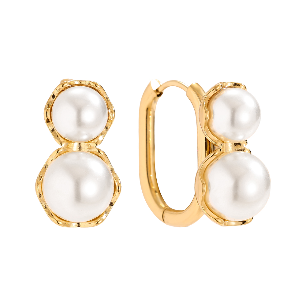 20mm double pearl stainless steel earrings