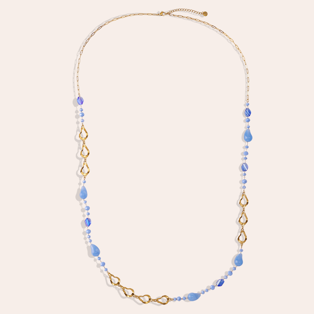 97cm resin drop and gold drop stainless steel necklace     