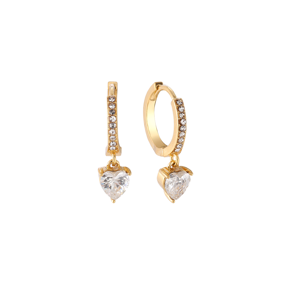 Stainless steel earrings One Diamond Heart