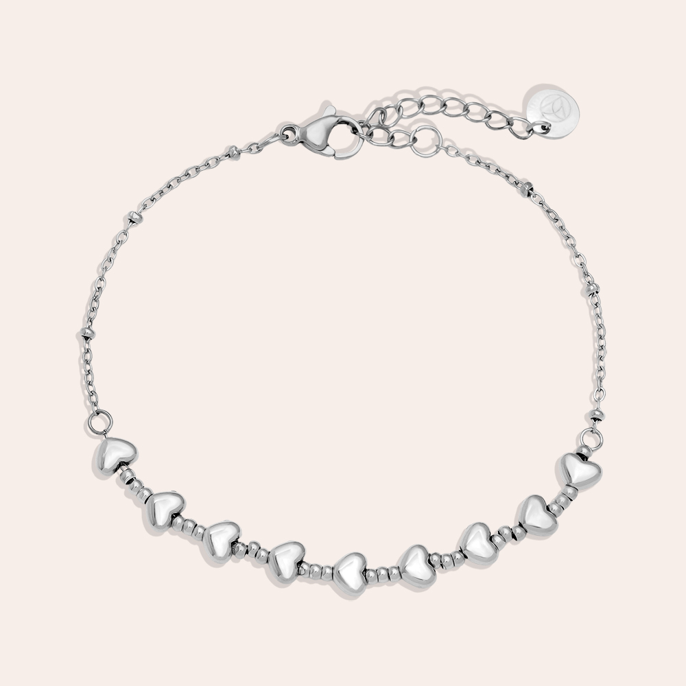 Stainless steel bracelet 17cm Heart Chain