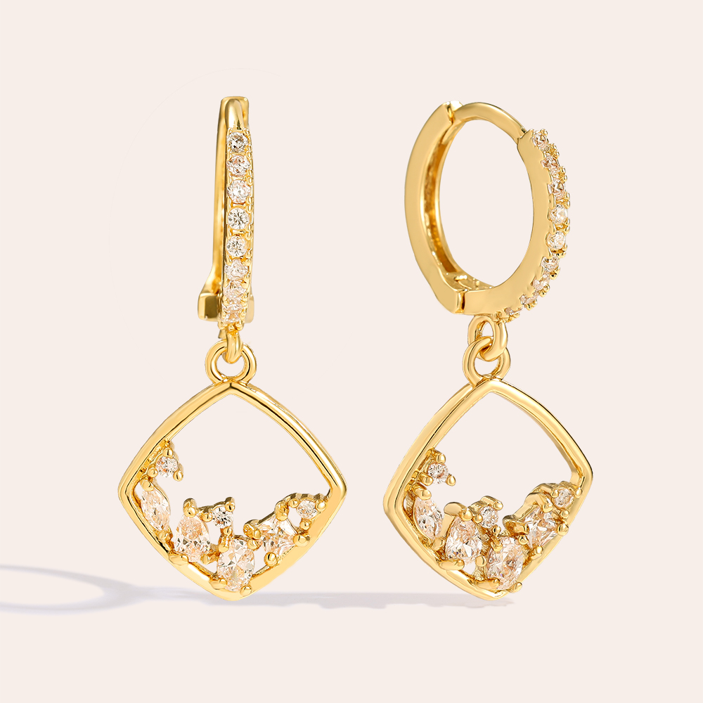 Gold-plated earrings 27mm Nice Diamonds Frame