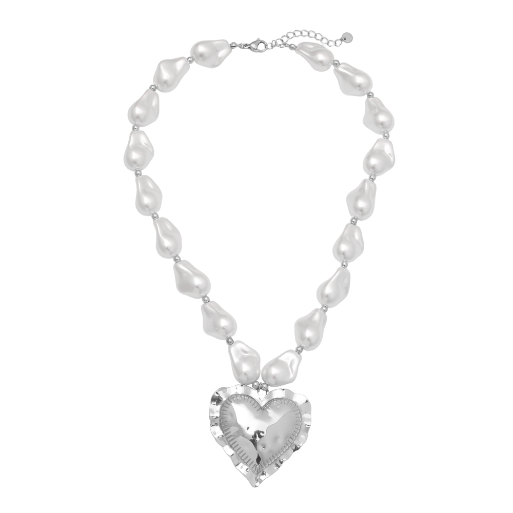 40cm Great Heart In Pearl Chain stainless steel necklace      