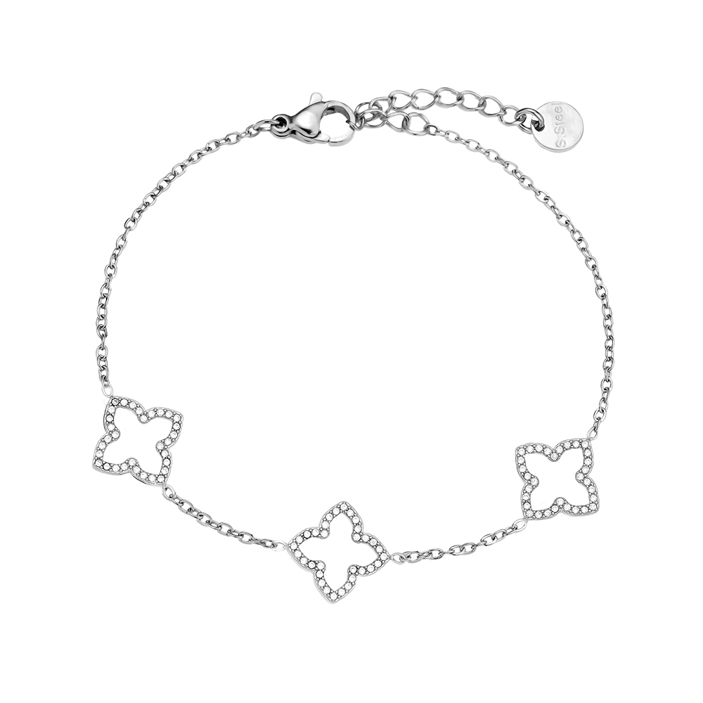 17cm Sparkling Lucky Flower stainless steel bracelet         17cm Sparkling Lucky Flower stainless steel bracelet