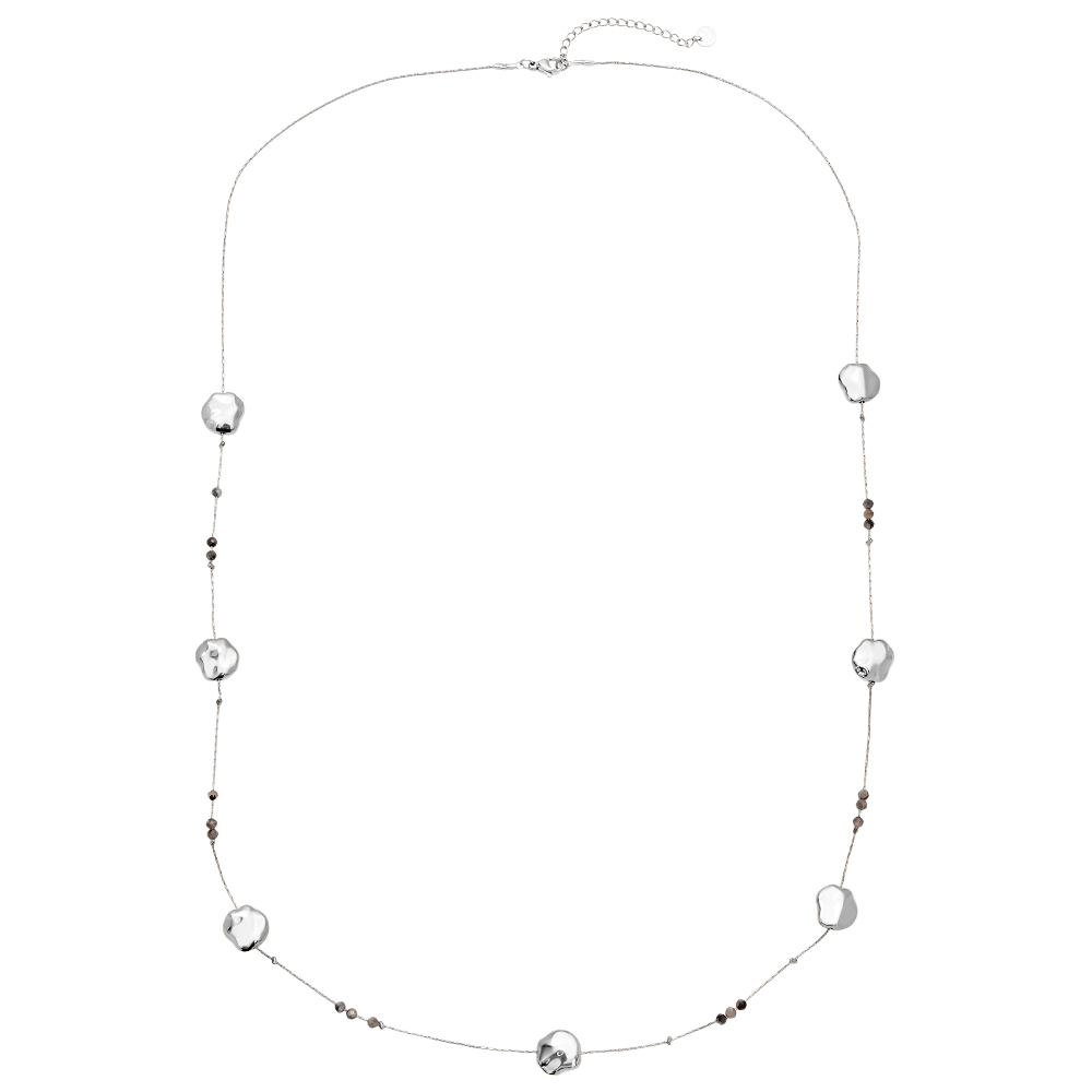 Stainless steel necklace 80cm Uneven Plate And Labradorite