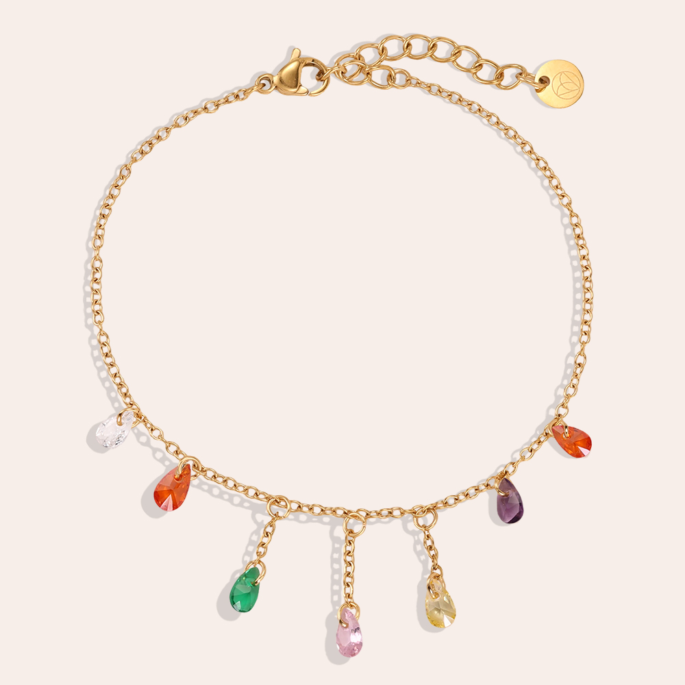 Stainless steel bracelet 17cm drop-shaped zirconia