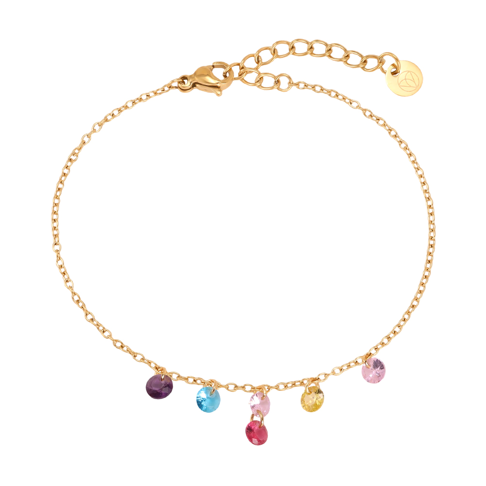Stainless steel bracelet 17cm round zirconia