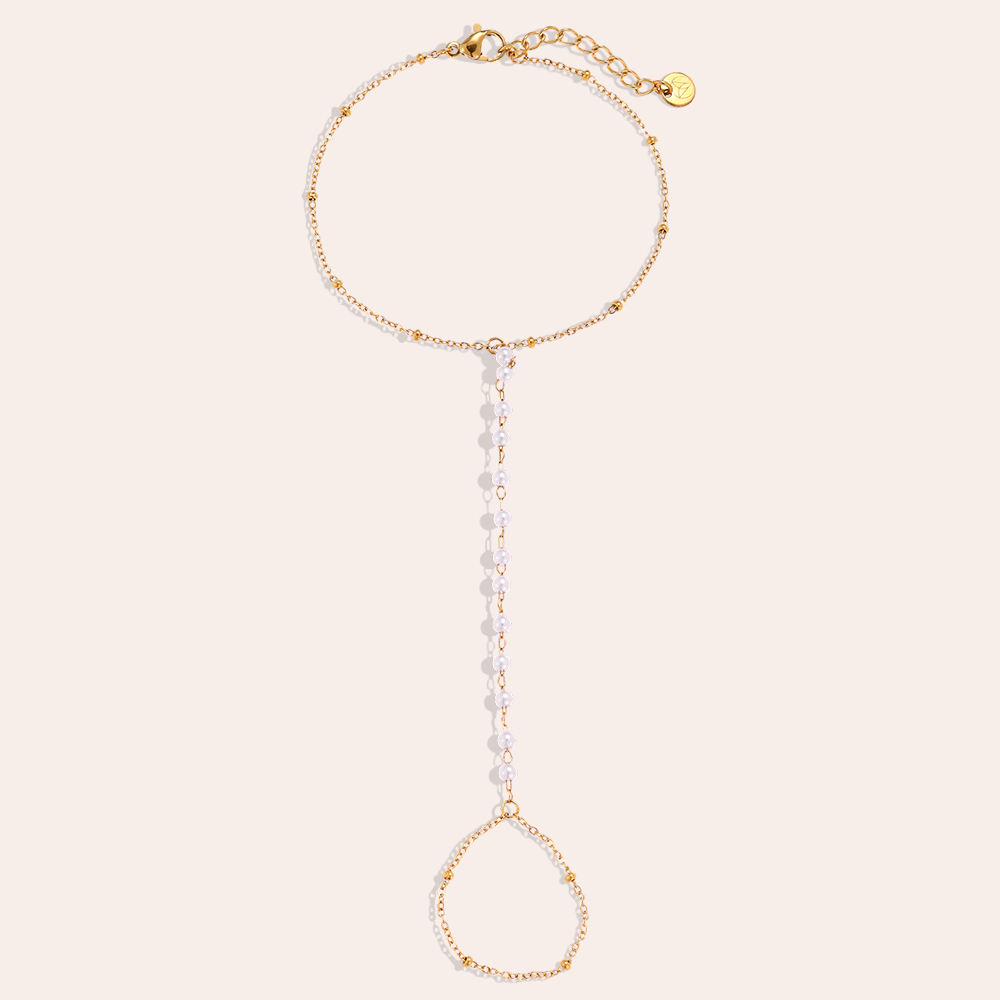 17cm small beads finger hand chain stainless steel bracelet  