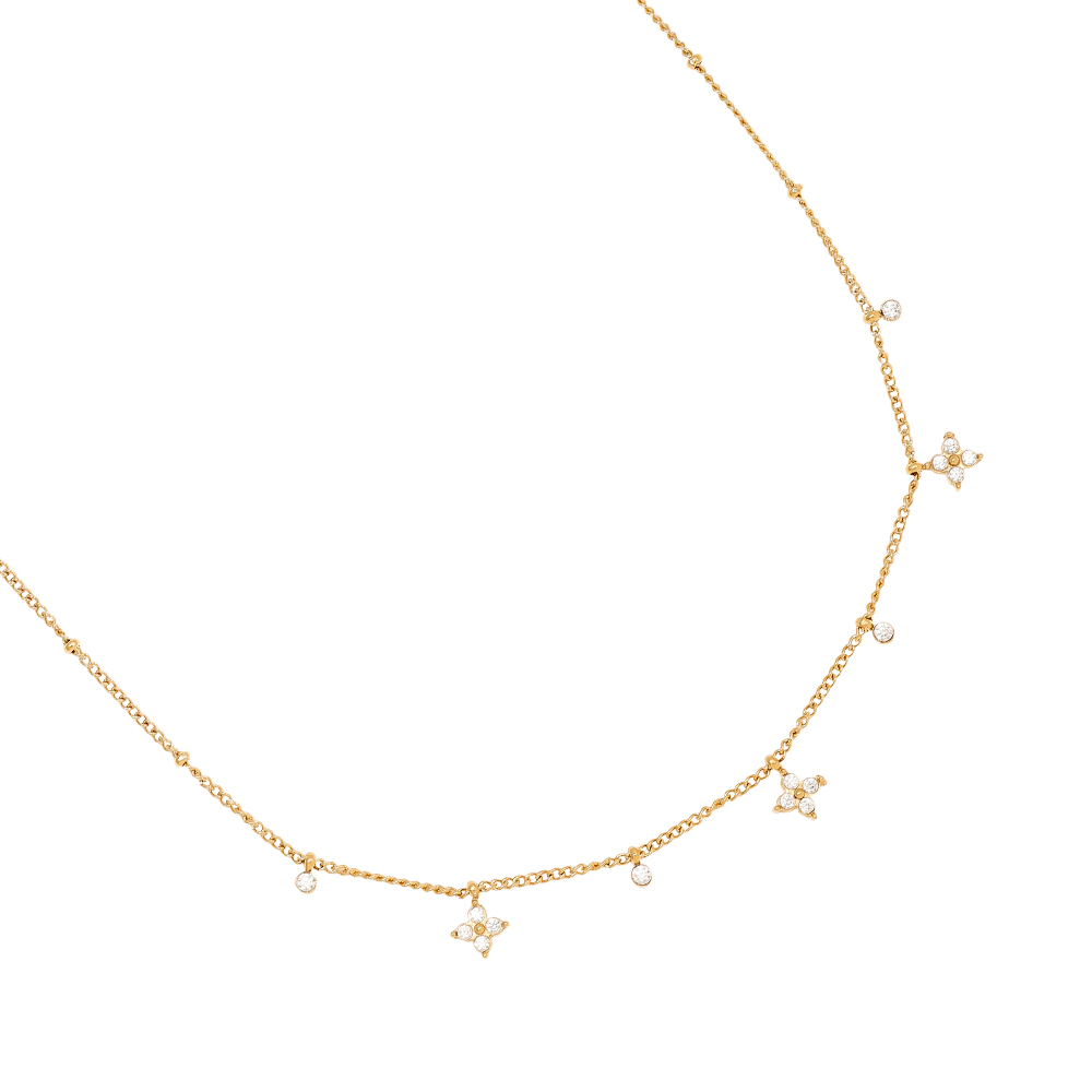 40cm Tiny Diamond Flower stainless steel necklace      