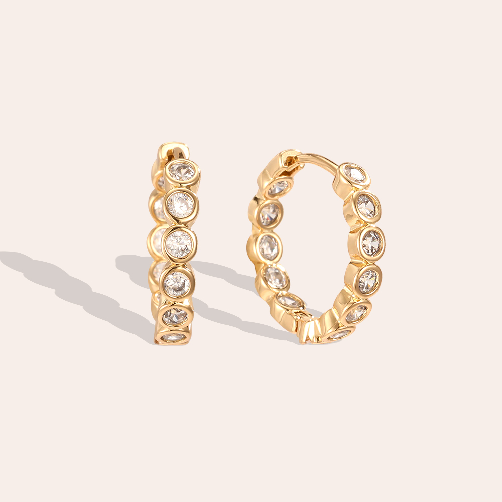 Gold-plated 16mm cubic zirconia hoop earrings
