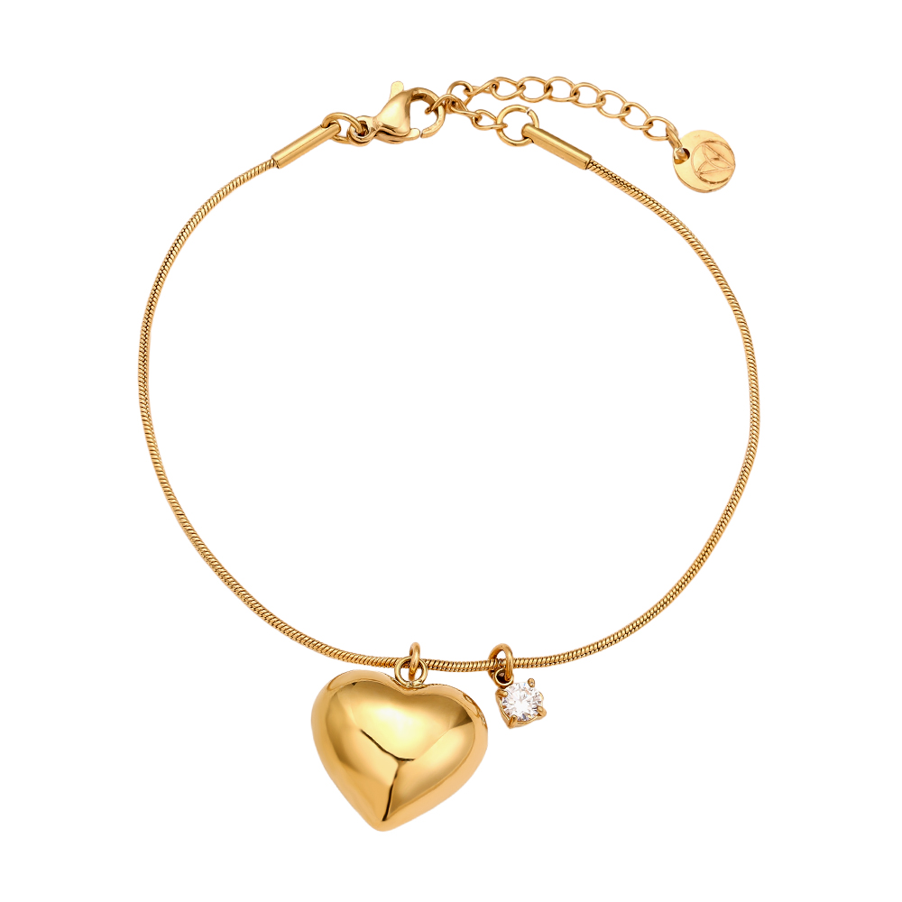 16cm Heart And Diamond Dot stainless steel bracelet     
