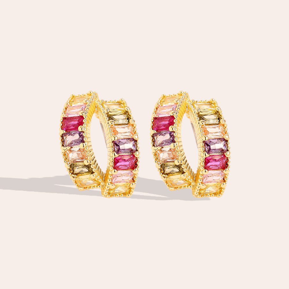 15mm Fancy Colour Gold Plated Earrings      