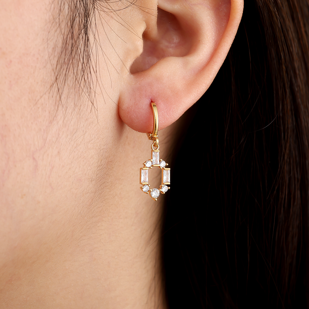 3cm Mini Mixed Diamonds Gold-plated Earrings   
