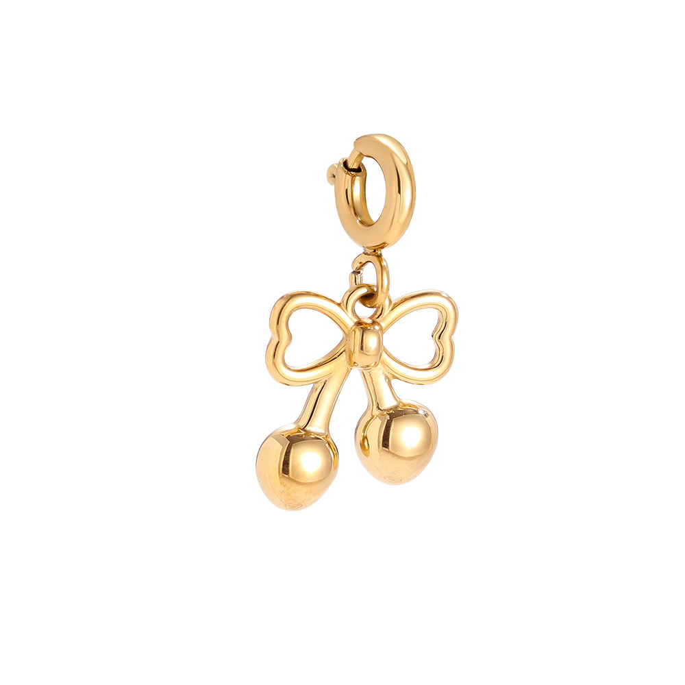 12mm Spring Clasp Cute Cherry Stainless Steel Pendant  