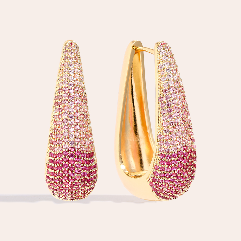 3.2cm Drop Diamond Gold-plated Earrings     