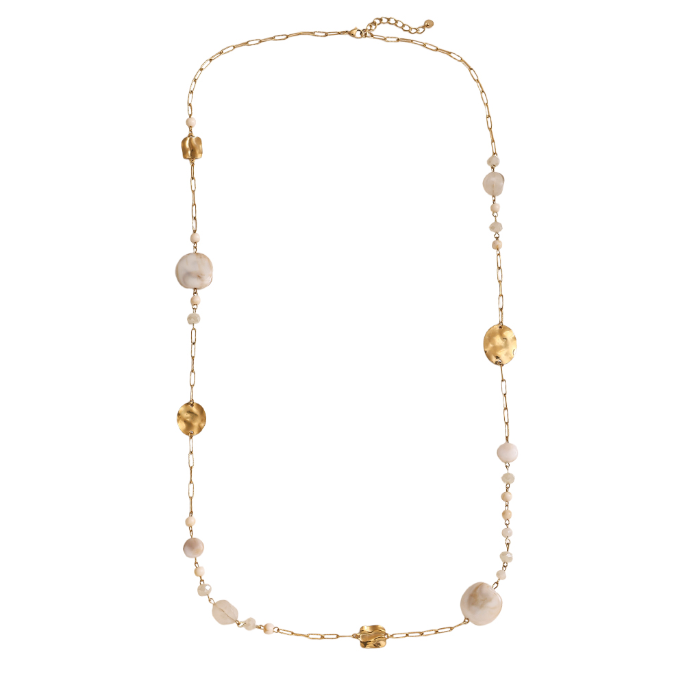 101cm crystal plate and gold plate stainless steel necklace      