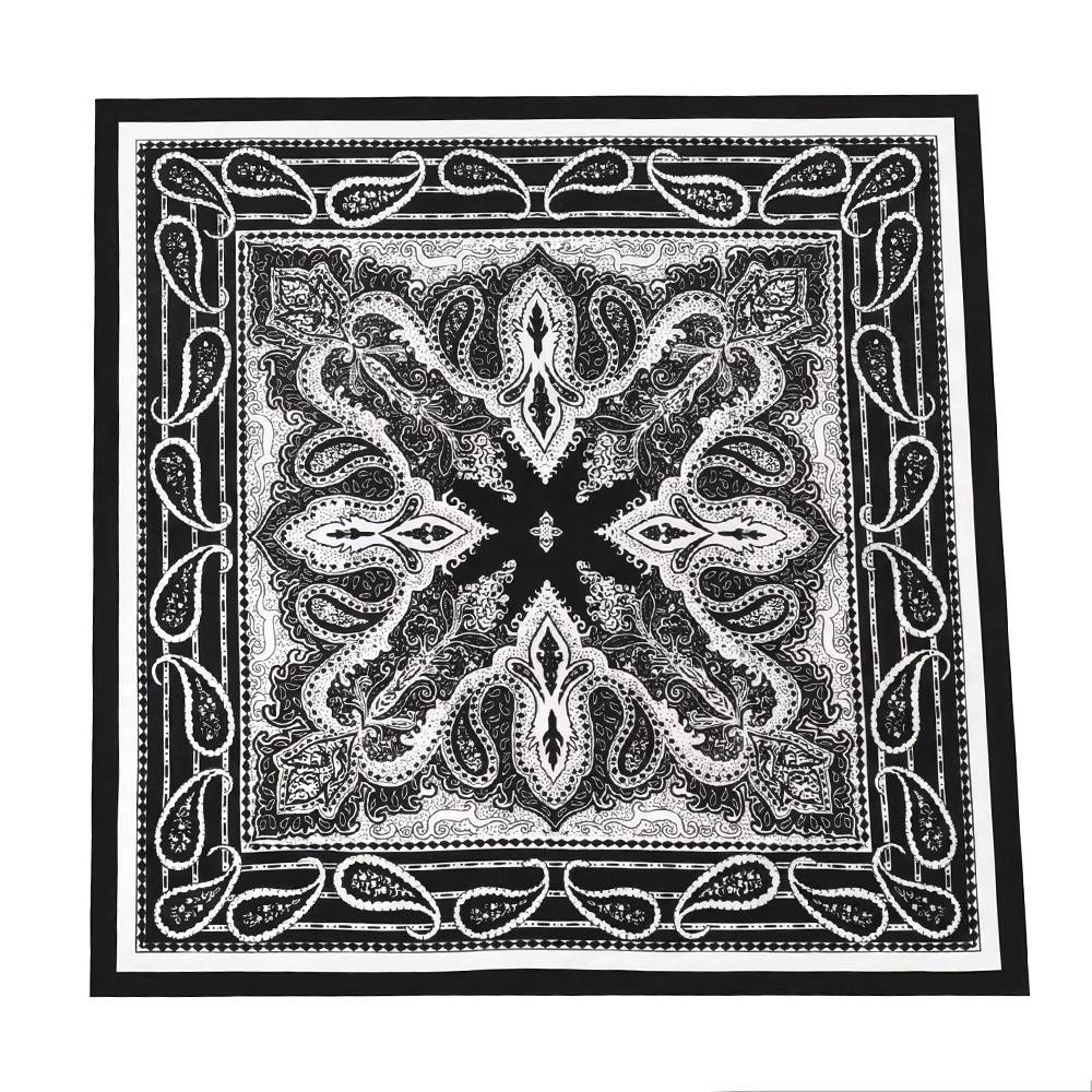 68*68cm Black-grey paisley pattern scarf