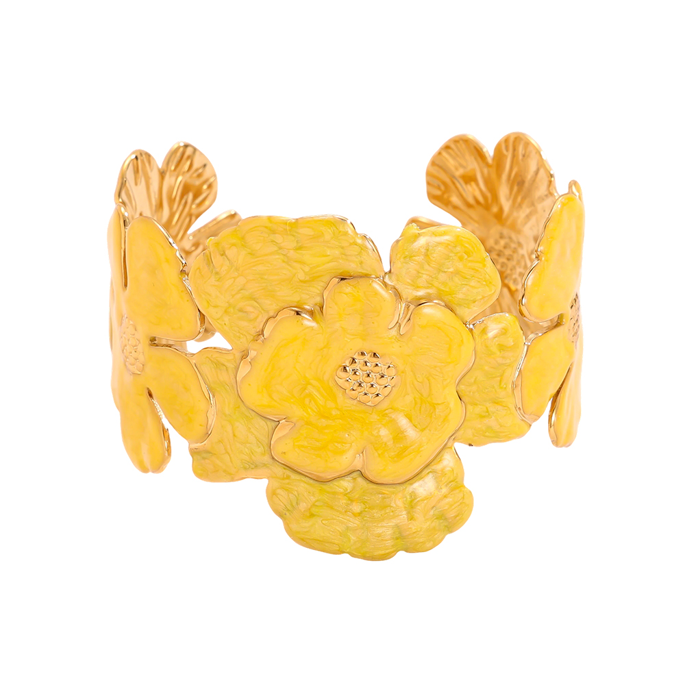 Stainless steel bracelet Adjustable beautiful large flowers