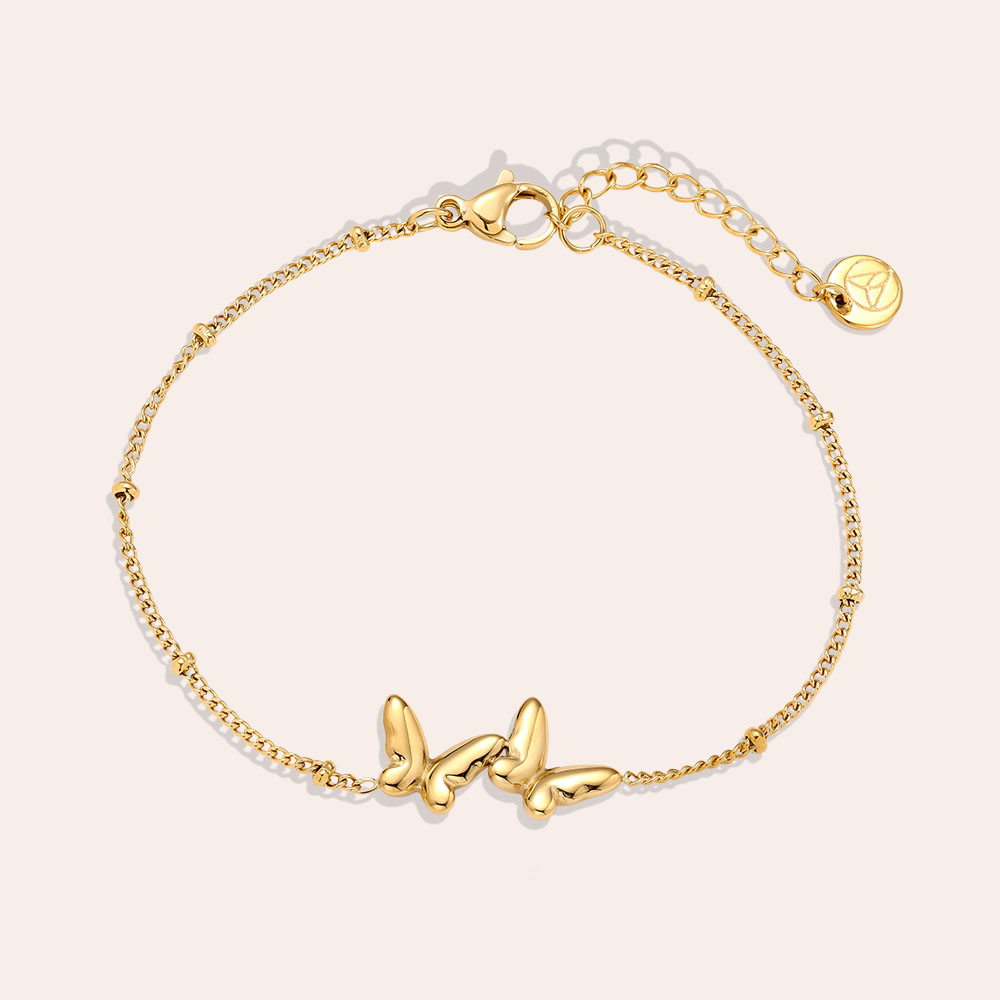17cm Two Butterfly stainless steel bracelet   