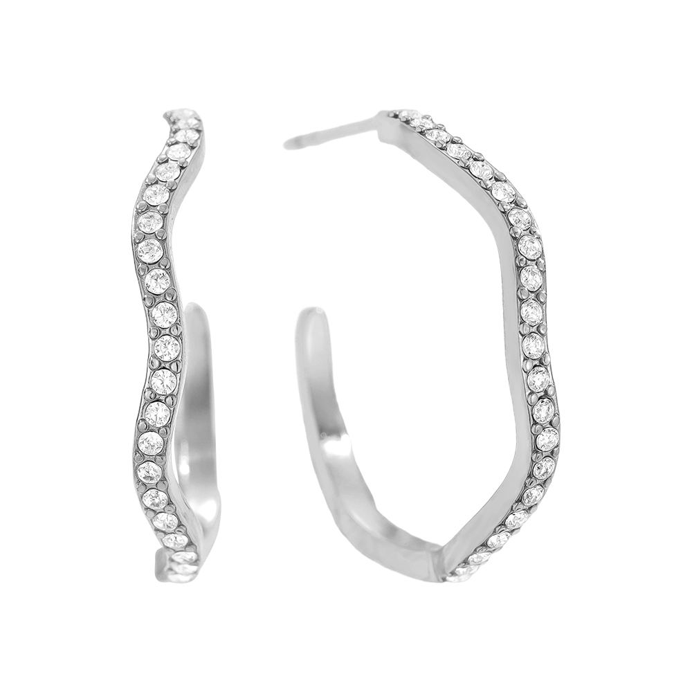 2.3cm Diamond Half Hoop Stainless Steel Earrings    