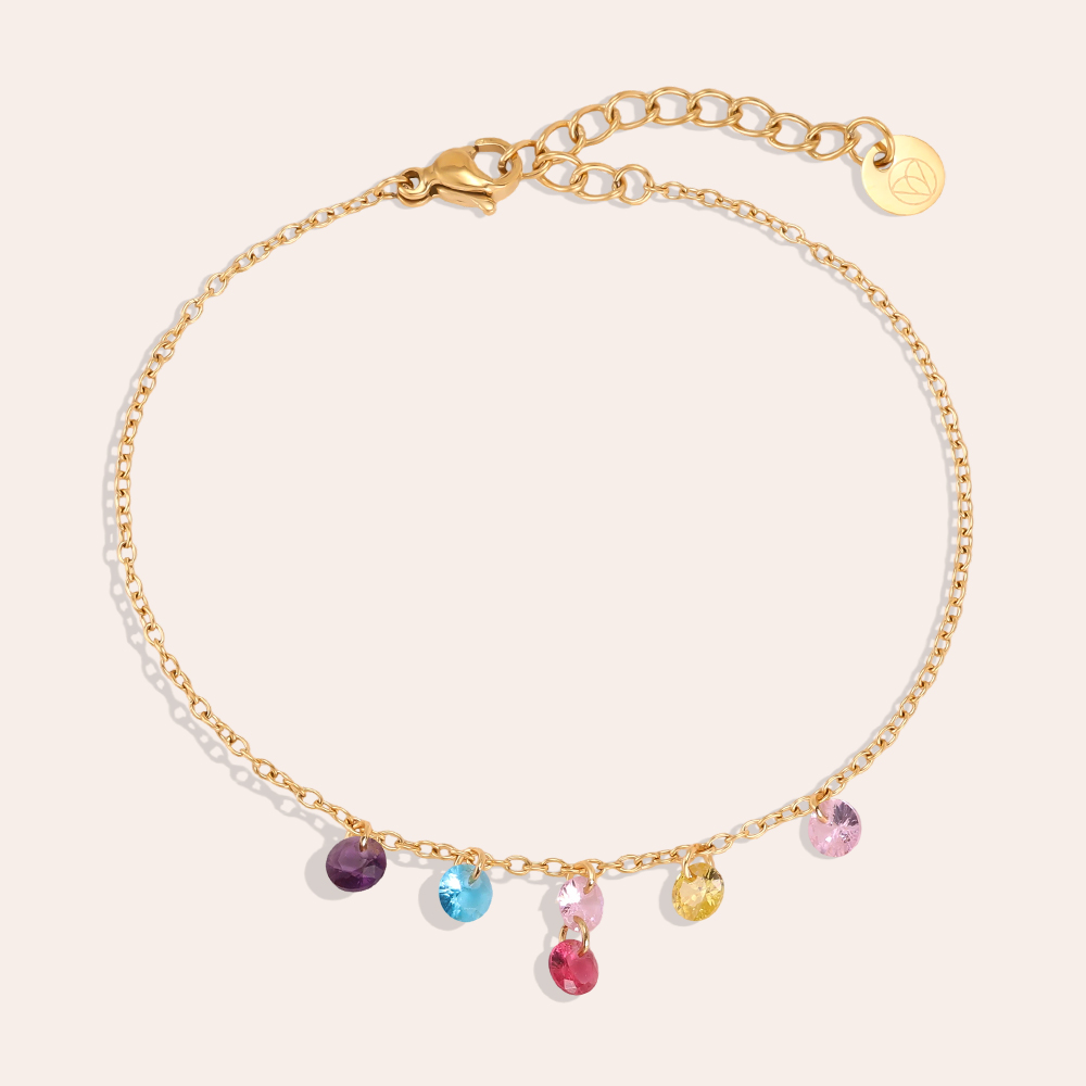 Stainless steel bracelet 17cm round zirconia