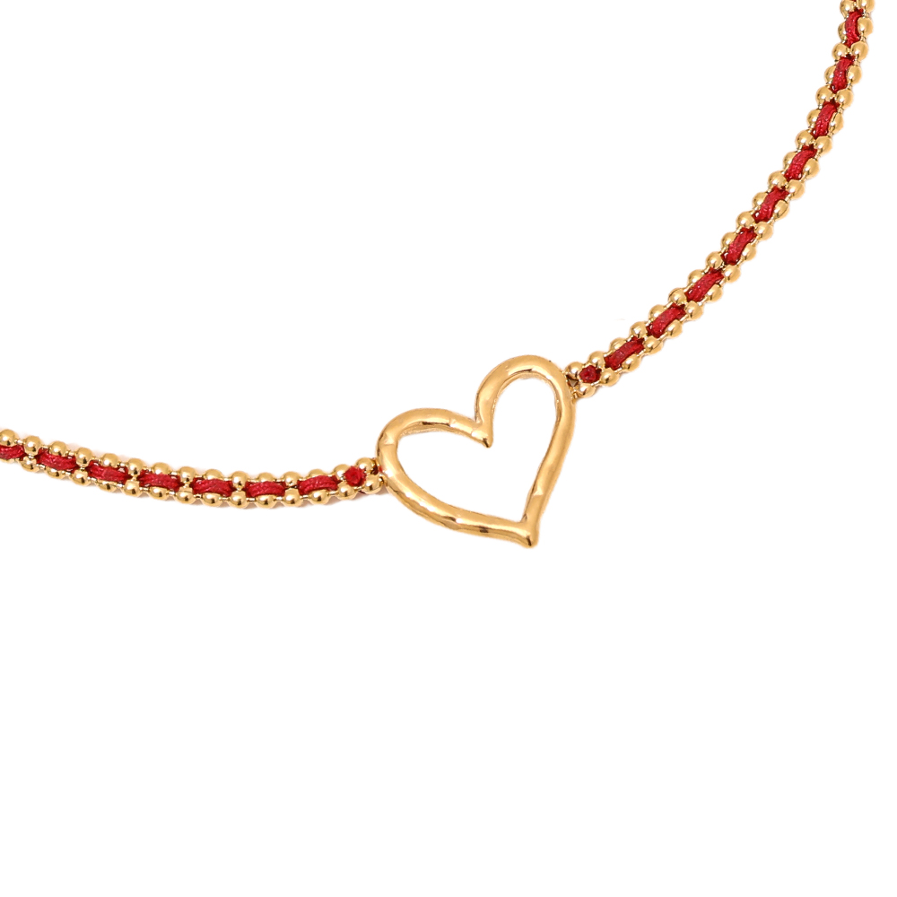 17cm Heart In Red Chain stainless steel bracelet     