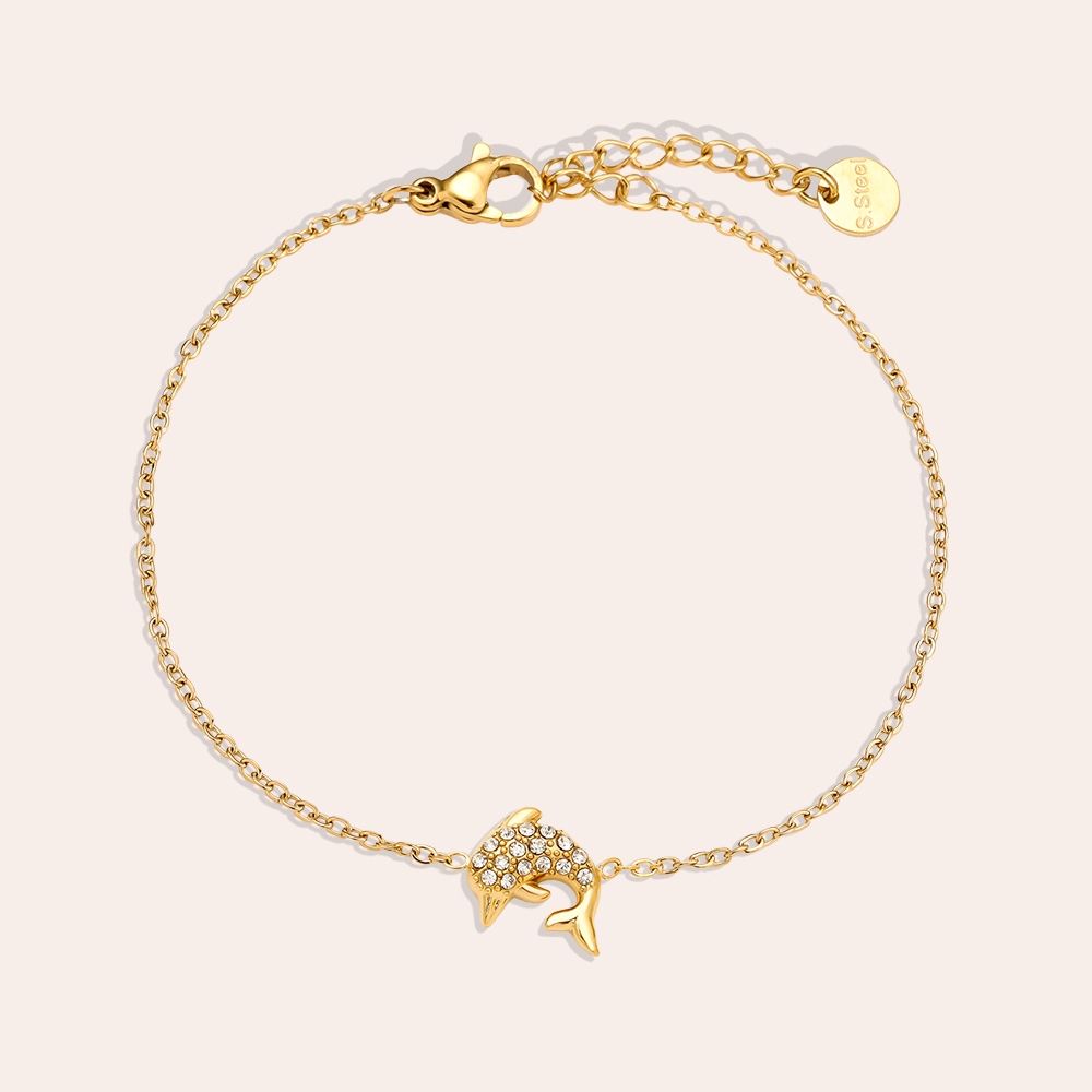 17cm Diamond Dolphin stainless steel bracelet    