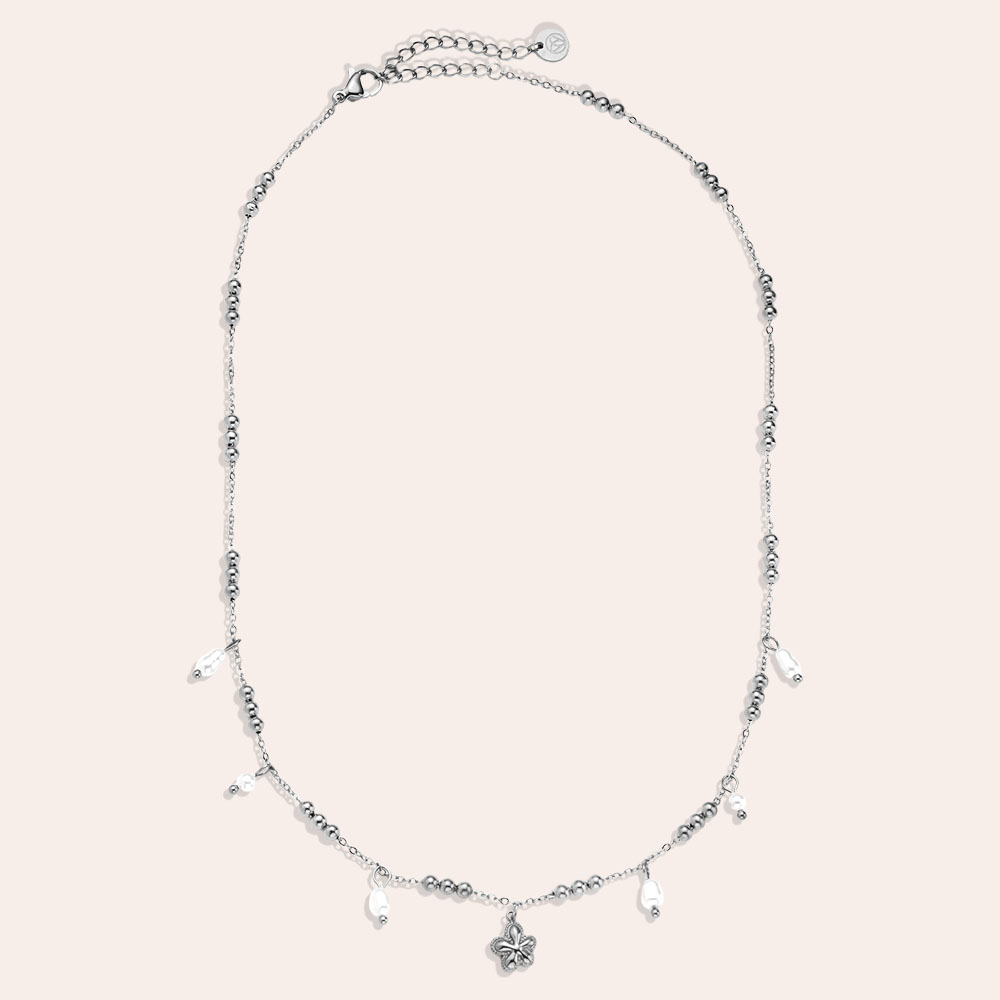 40cm Pearl Flower Fun stainless steel necklace 