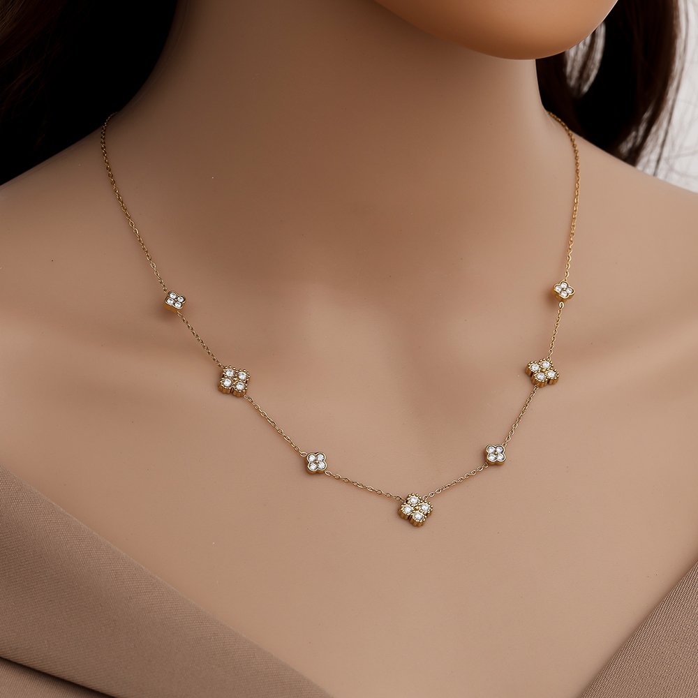 40cm Nice Lucky Flower stainless steel necklace     