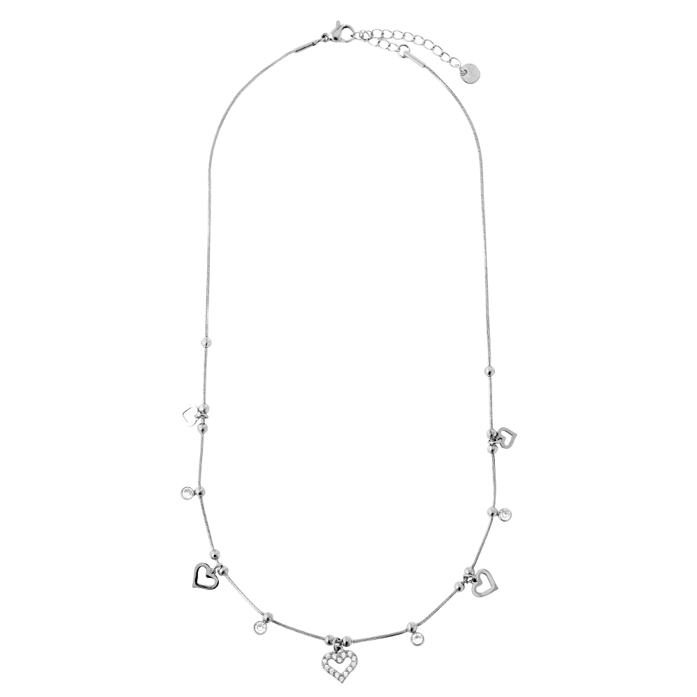 42cm Heart And Diamond Heart stainless steel necklace      
