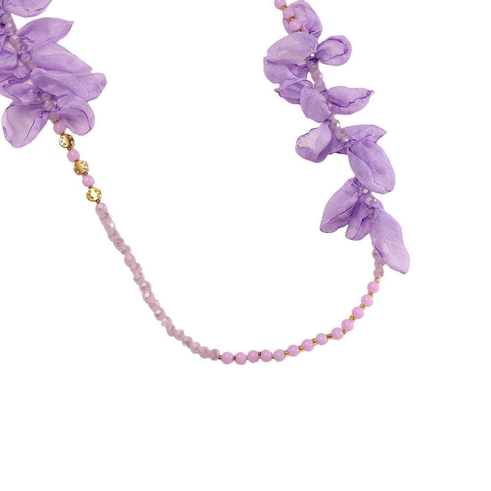 90cm crystal necklace with petals Stainless steel necklace        