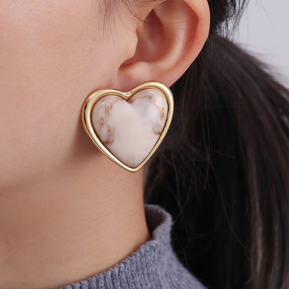 35mm Big Size Heart stainless steel earrings        