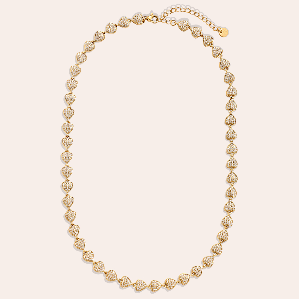 43cm Diamond Hearts Chain stainless steel necklace    